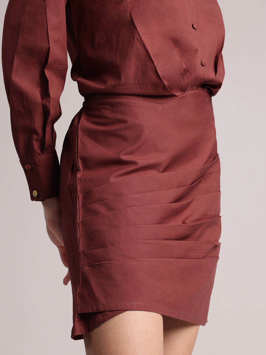 Zaccai Women's Brown Poplin Solid Dress