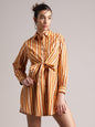 Zaccai Women's Yellow Poplin Striped Dress