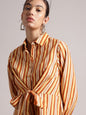 Zaccai Women's Yellow Poplin Striped Dress