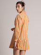Zaccai Women's Yellow Poplin Striped Dress