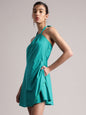 Zaccai Women's Aqua Cambric Solid Dress