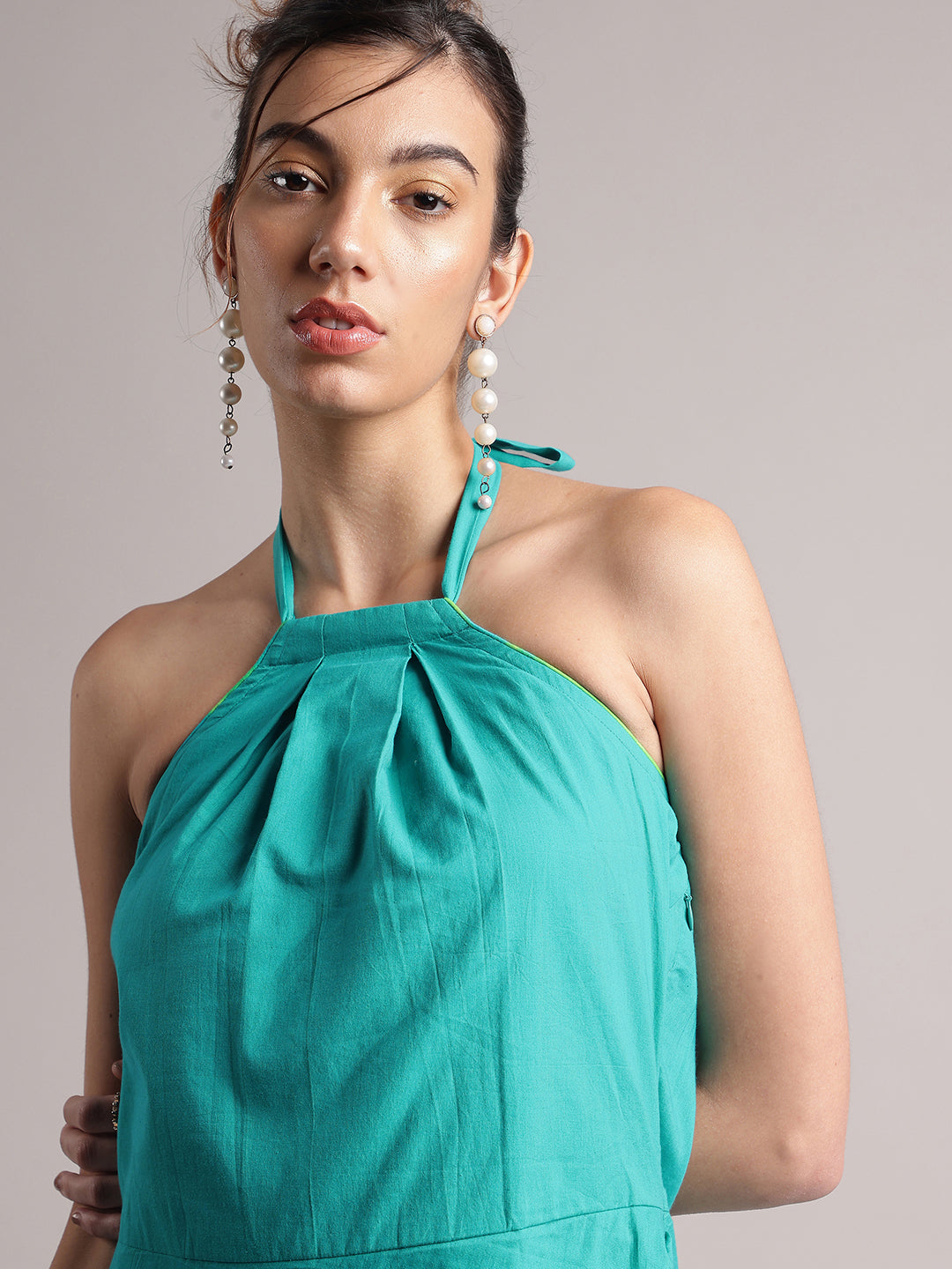 Zaccai Women's Aqua Cambric Solid Dress