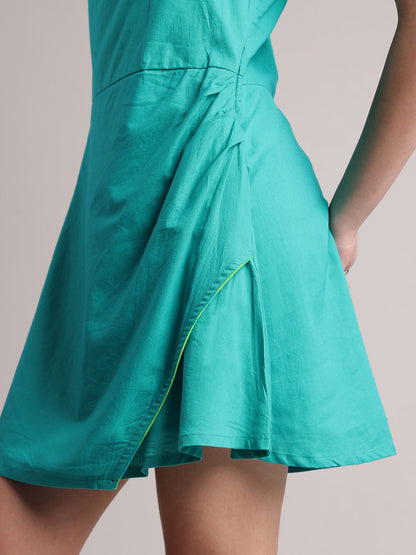 Zaccai Women's Aqua Cambric Solid Dress