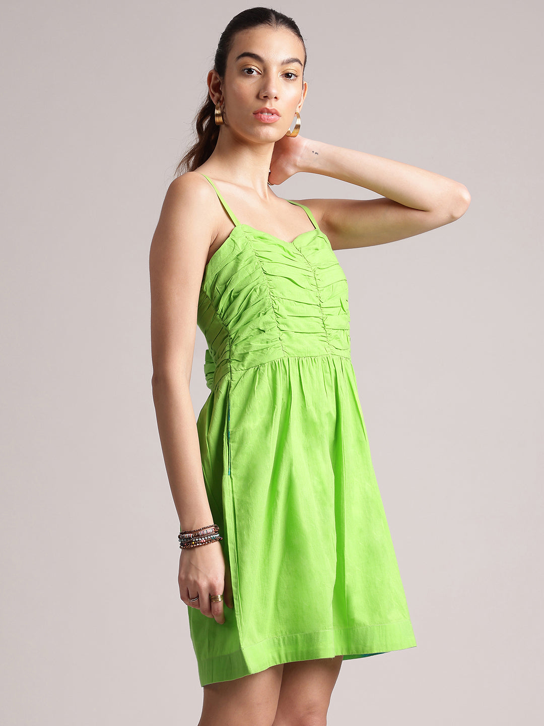 Zaccai Women's Lime Cambric Solid Dress