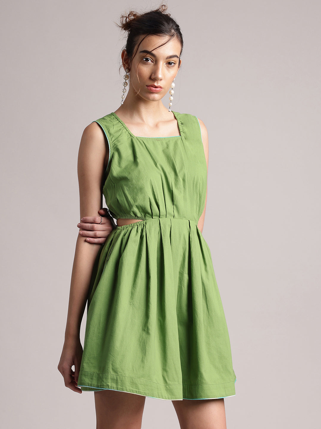 Zaccai Women's Green Cambric Solid Dress