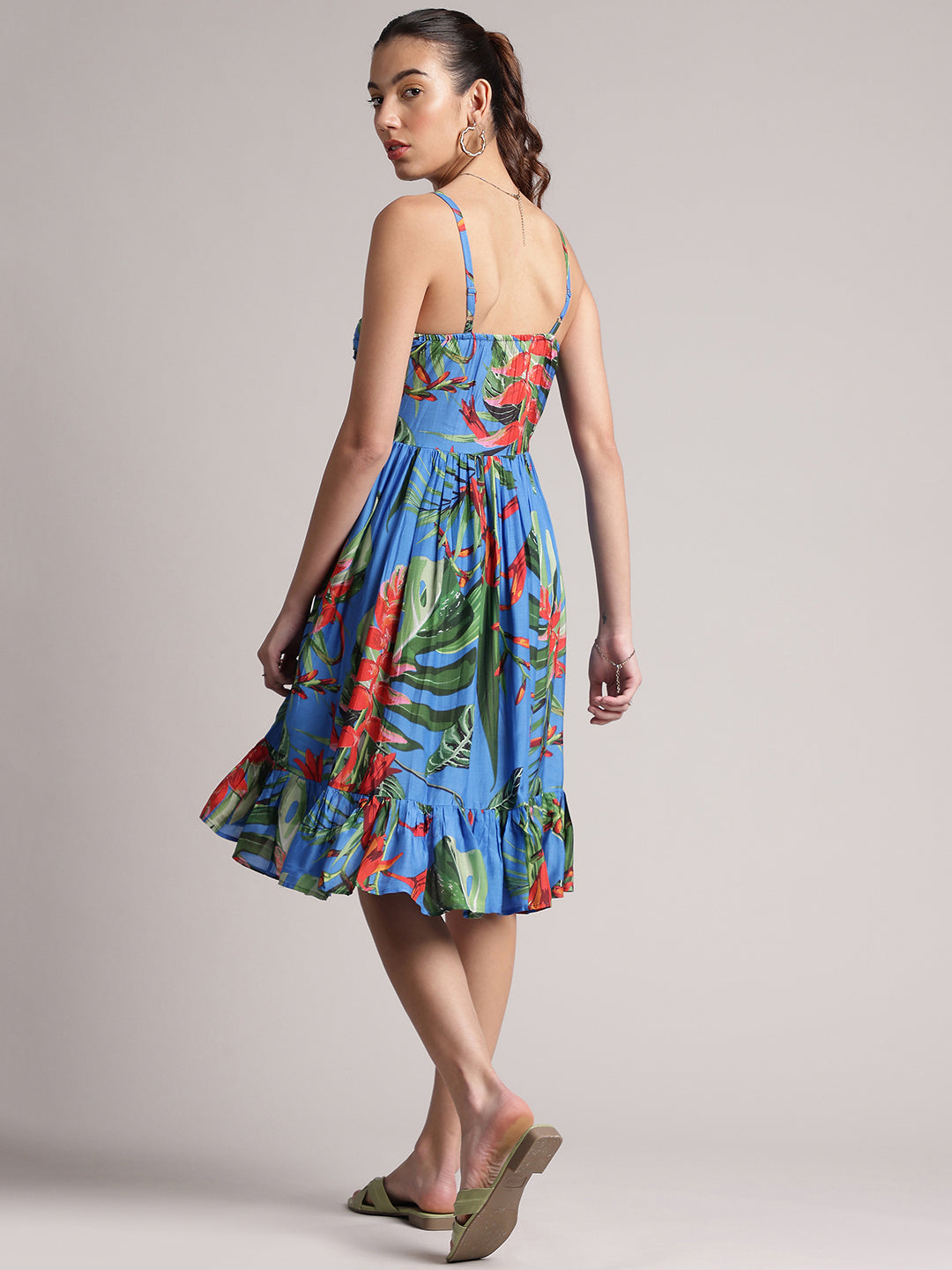 Zaccai Women's Blue Muslin Tropical Dress