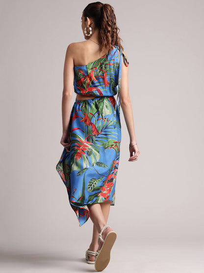 Zaccai Women's Blue Muslin Tropical Dress