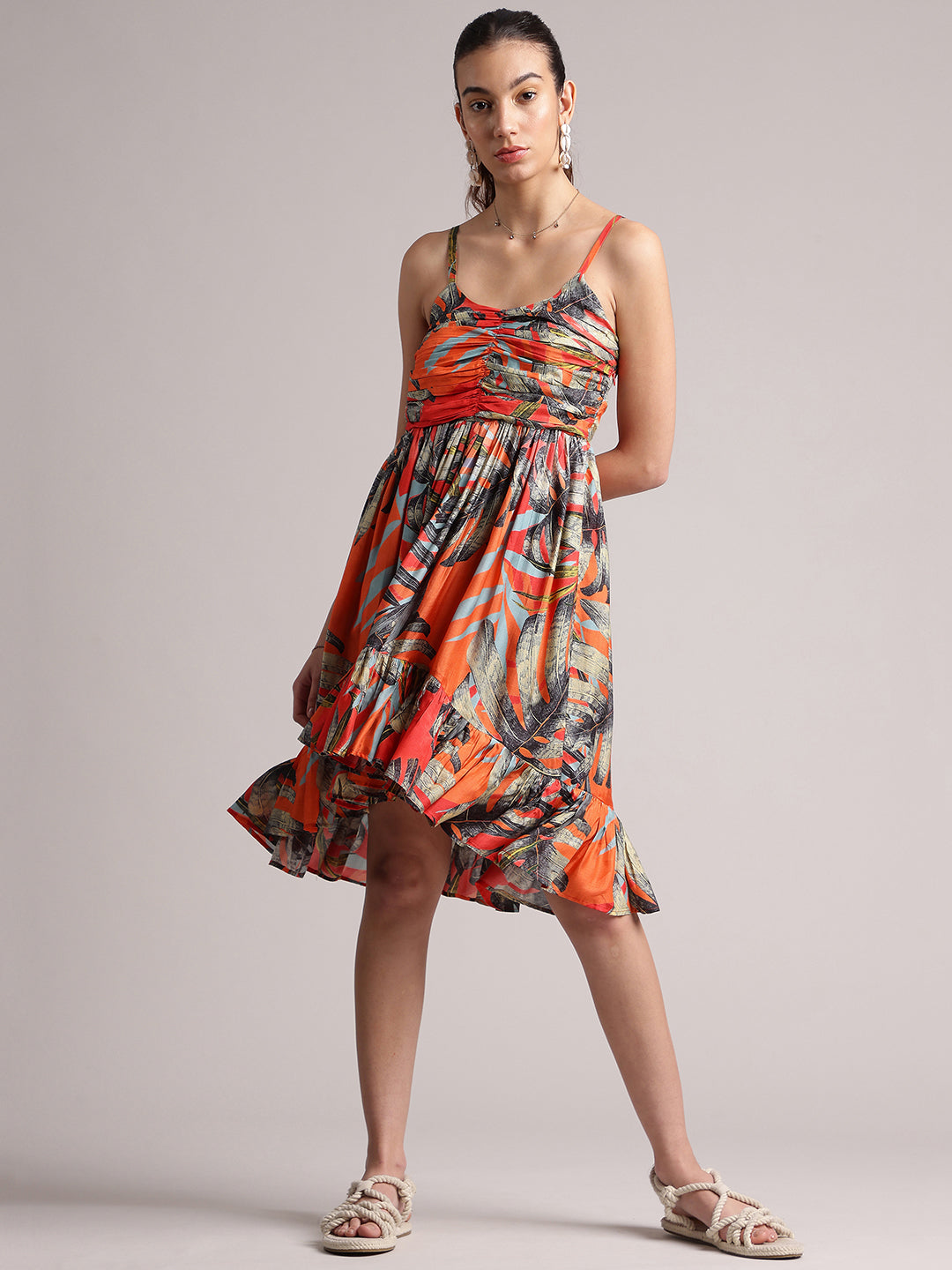 Zaccai Women's Red Muslin Tropical Dress
