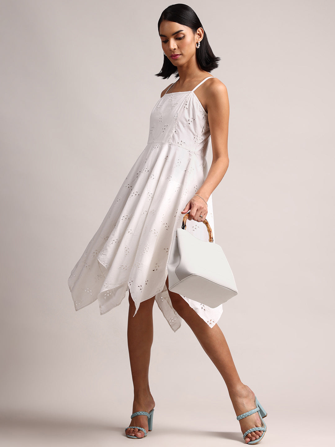 Zaccai Women's White Cambric Schiffli Dress