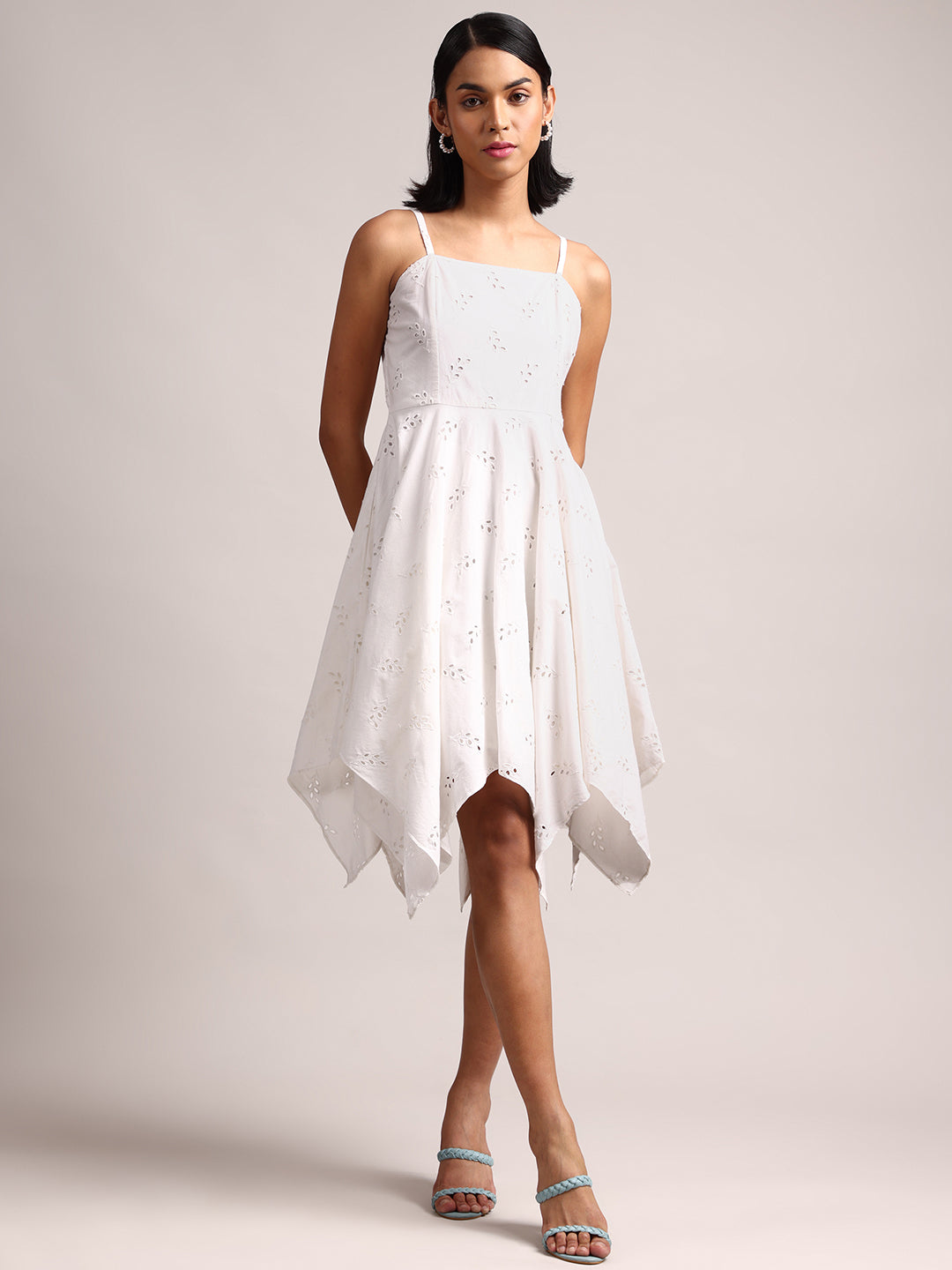 Zaccai Women's White Cambric Schiffli Dress