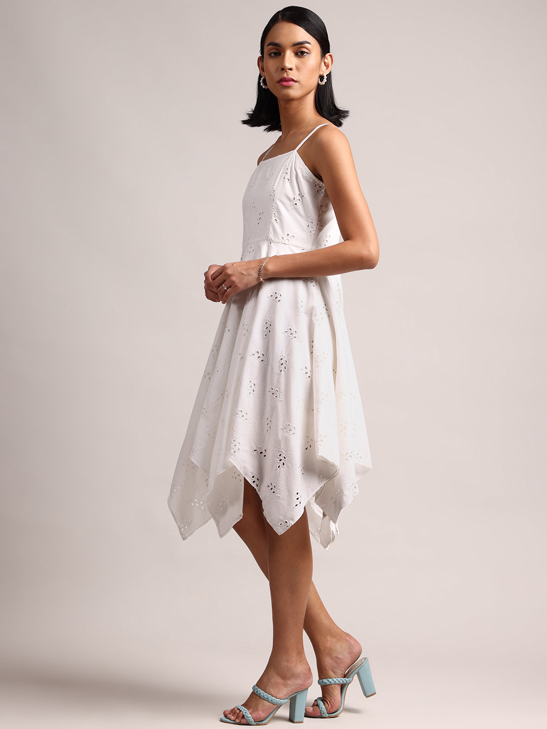 Zaccai Women's White Cambric Schiffli Dress