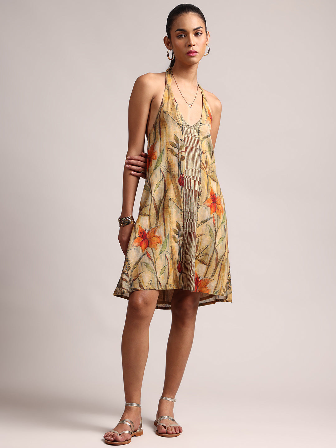 Zaccai Women's Multi Cotton Linen Floral Dress