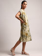 Zaccai Women's Green Linen Floral Dress