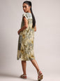 Zaccai Women's Green Linen Floral Dress