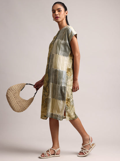 Zaccai Women's Green Linen Floral Dress