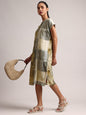 Zaccai Women's Green Linen Floral Dress