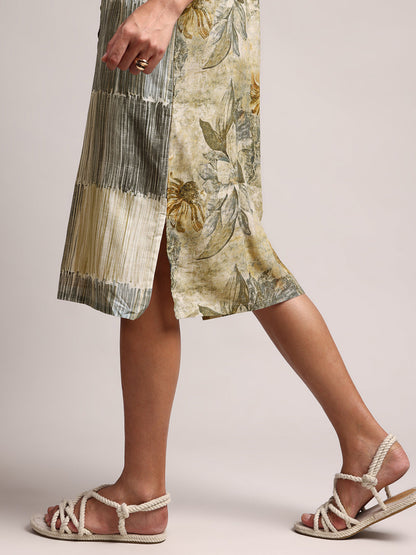 Zaccai Women's Green Linen Floral Dress