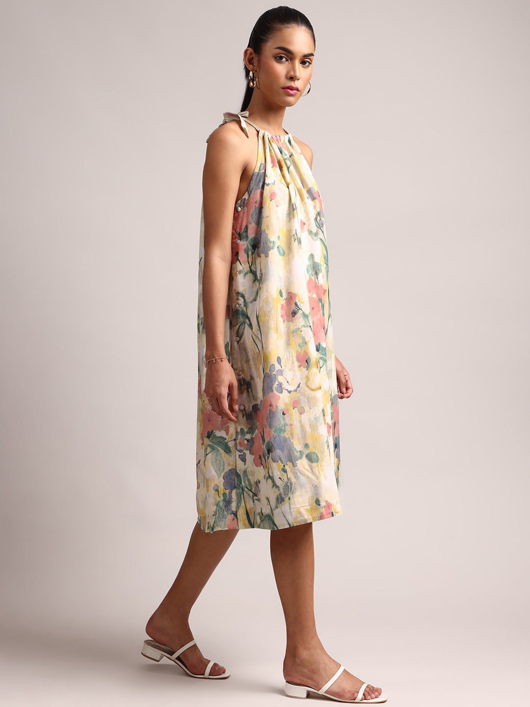 Zaccai Women's Yellow Linen Floral Dress
