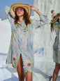 Zaccai Women's Blue Linen Floral Dress