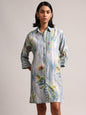 Zaccai Women's Blue Linen Floral Dress