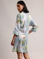 Zaccai Women's Blue Linen Floral Dress