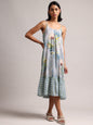Zaccai Women's Blue Cotton Linen Tropical Dress