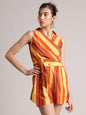 Zaccai Women's Rust Poplin Striped Jumpsuit