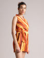 Zaccai Women's Rust Poplin Striped Jumpsuit
