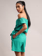 Zaccai Women's Aqua Cambric Solid Jumpsuit