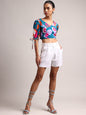 Zaccai Women's Teal Cambric Floral Top