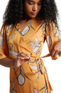 Zaccai Women's Mustard Satin Floral Dress