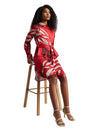 Zaccai Women's Red Satin Abstract Dress