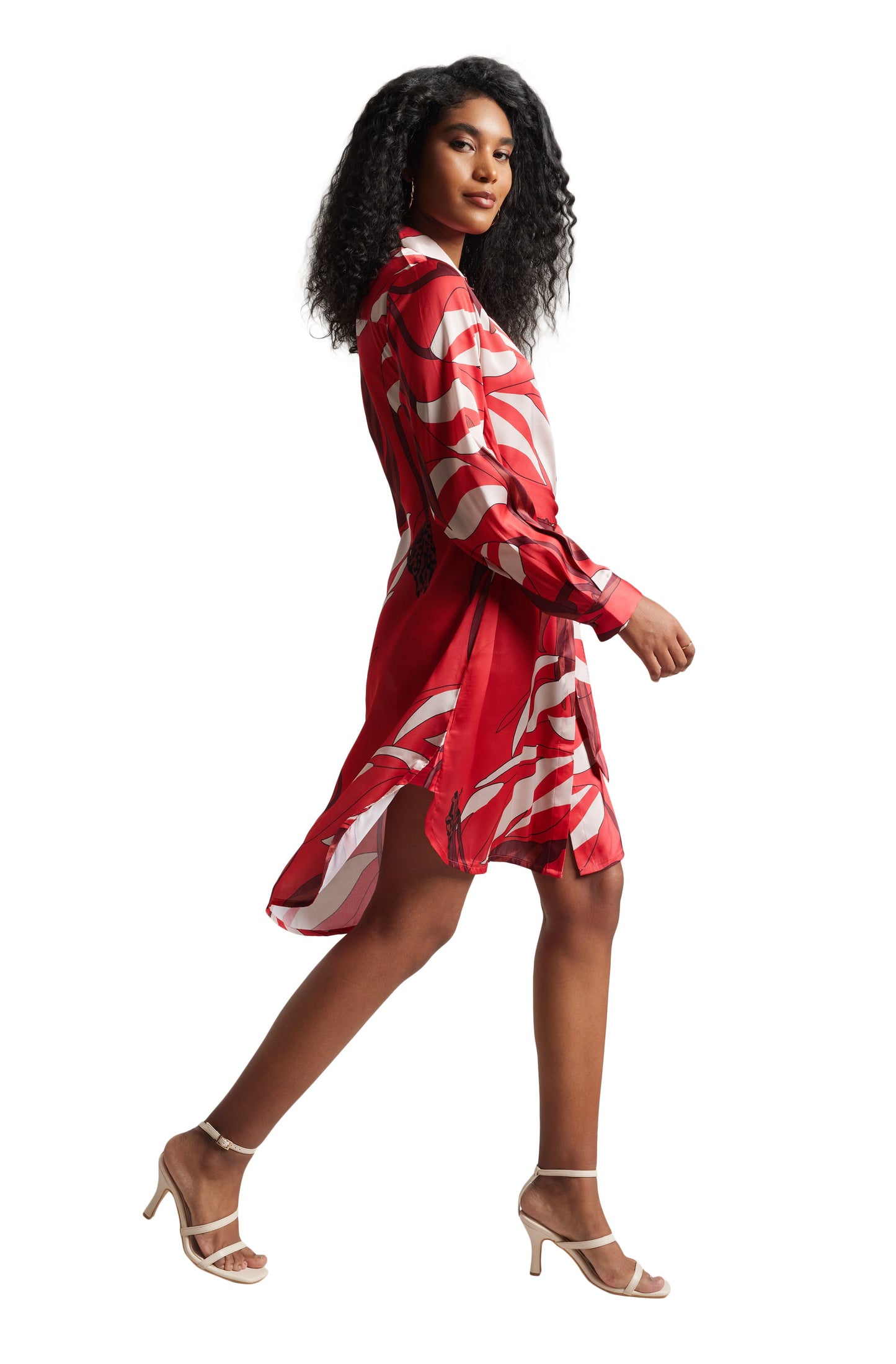 Zaccai Women's Red Satin Abstract Dress