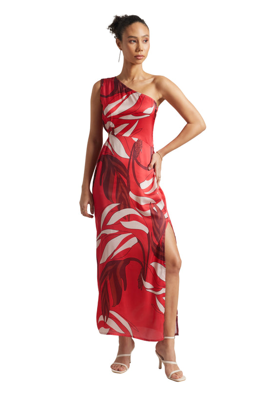 Zaccai Women's Red Satin Abstract Dress