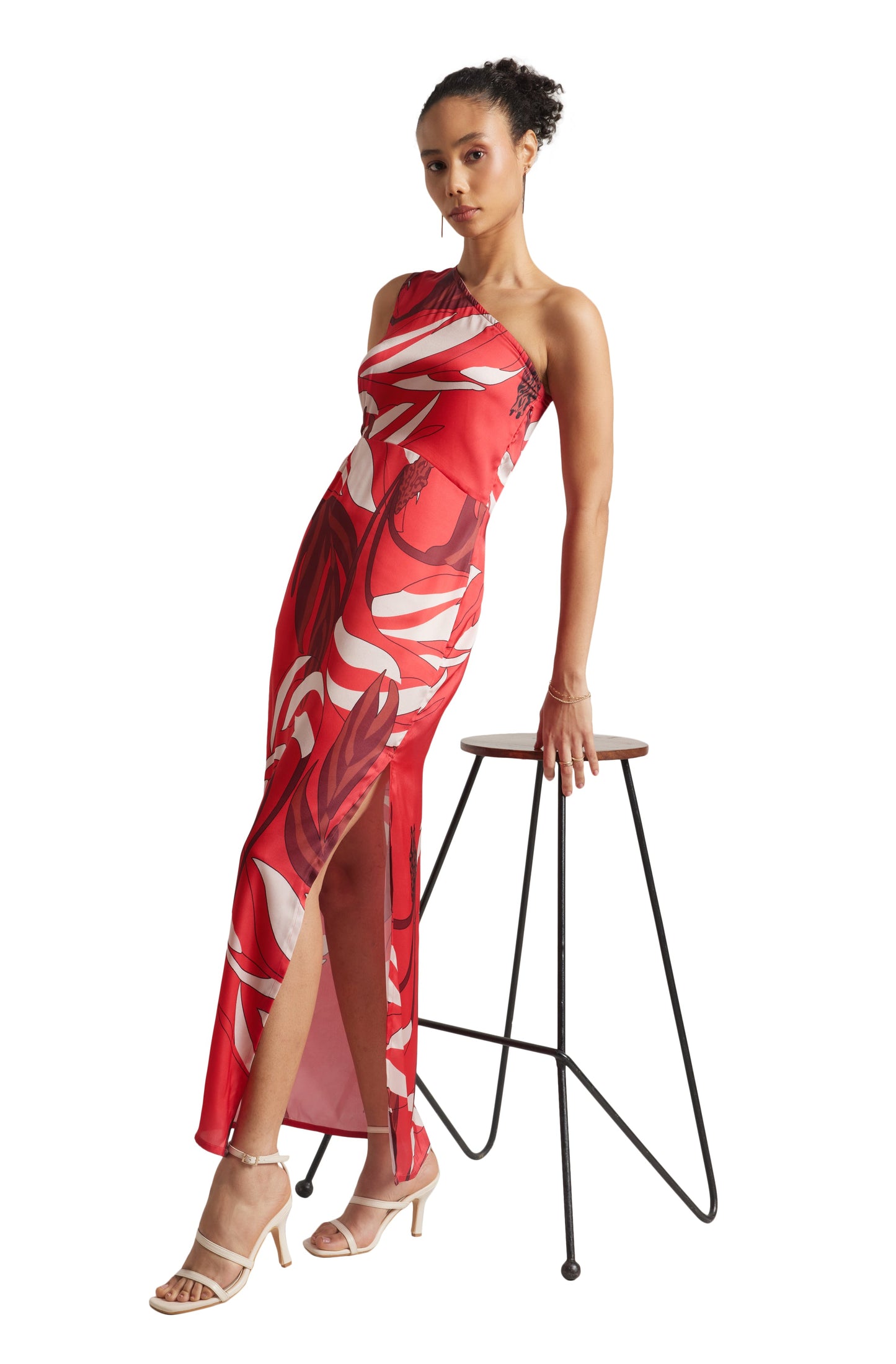 Zaccai Women's Red Satin Abstract Dress