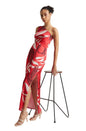 Zaccai Women's Red Satin Abstract Dress