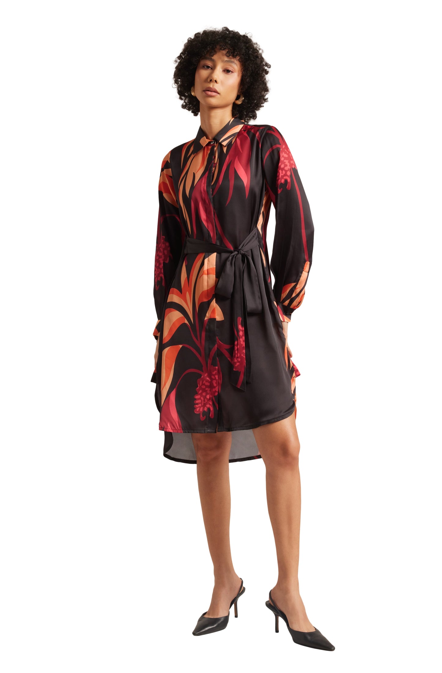 Zaccai Women's Black Satin Abstract Dress