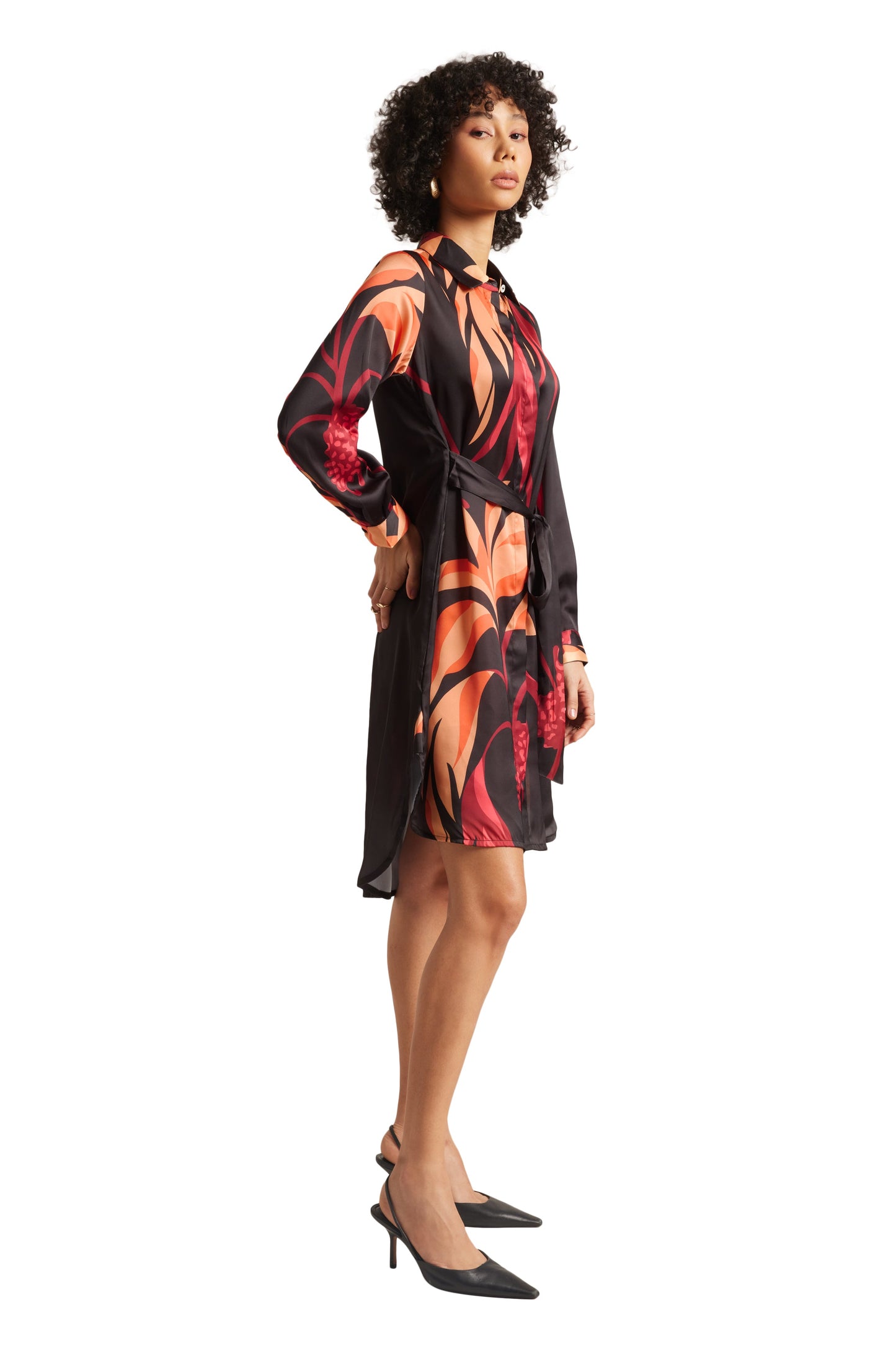 Zaccai Women's Black Satin Abstract Dress