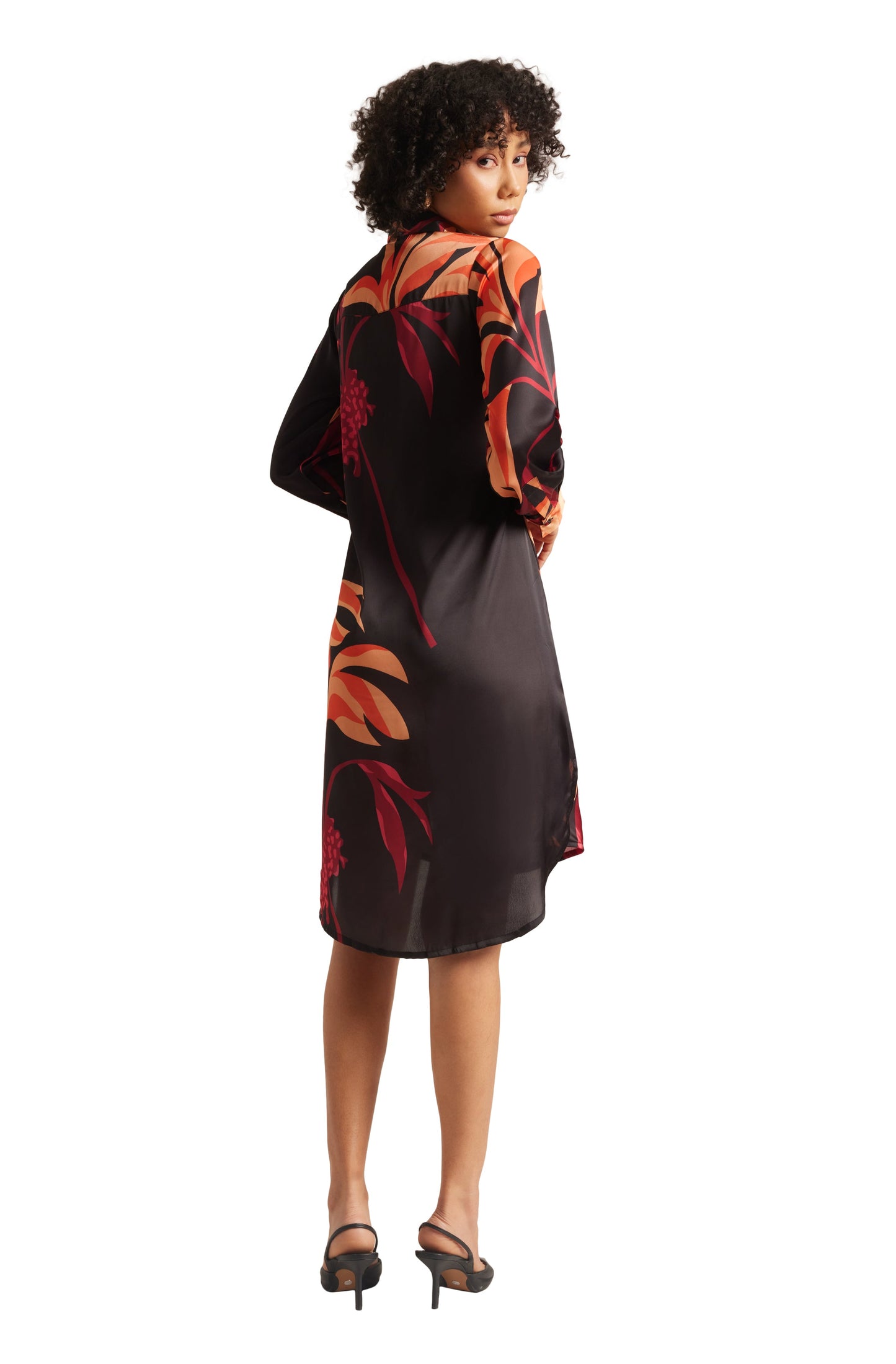 Zaccai Women's Black Satin Abstract Dress