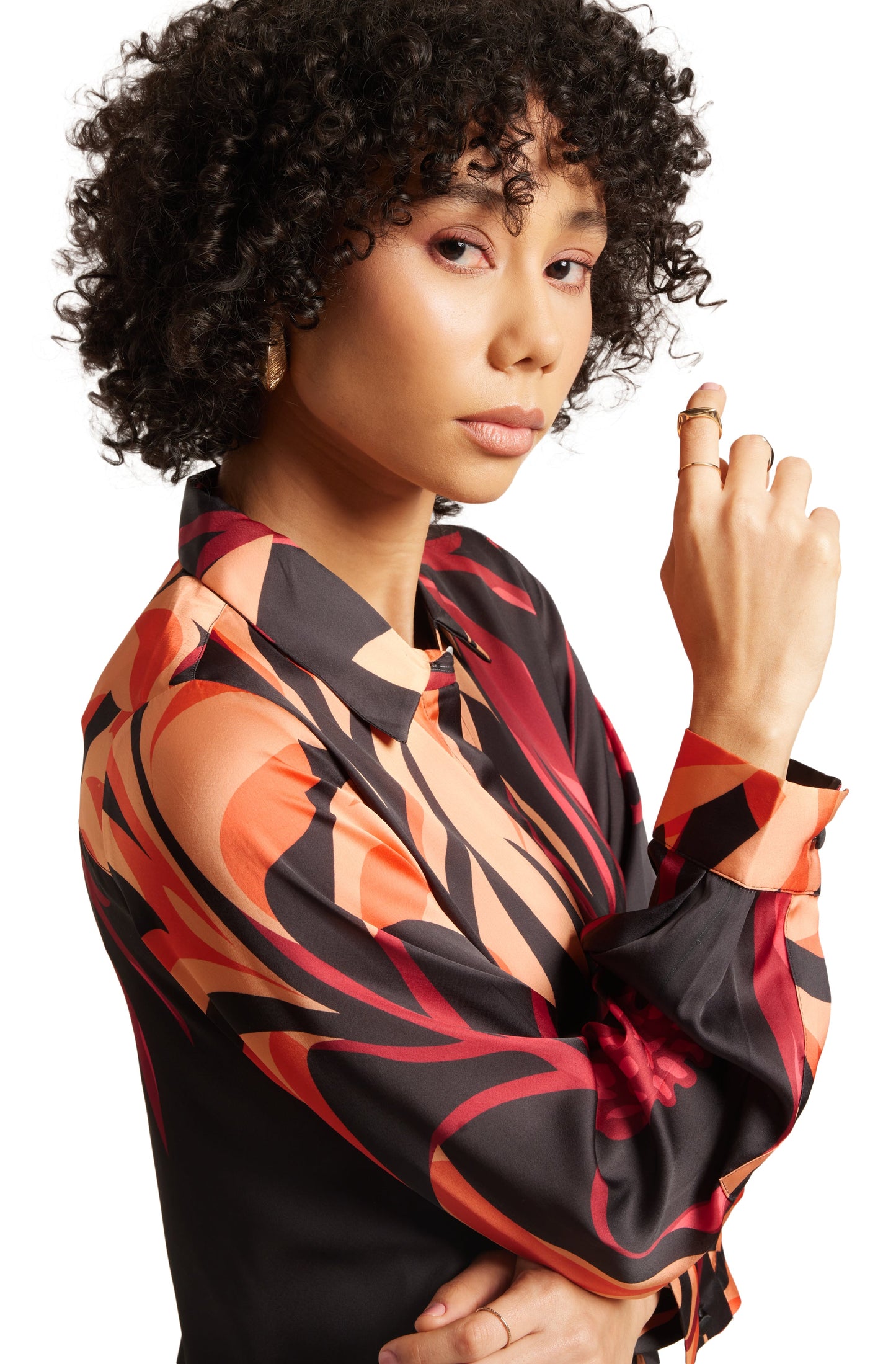 Zaccai Women's Black Satin Abstract Dress