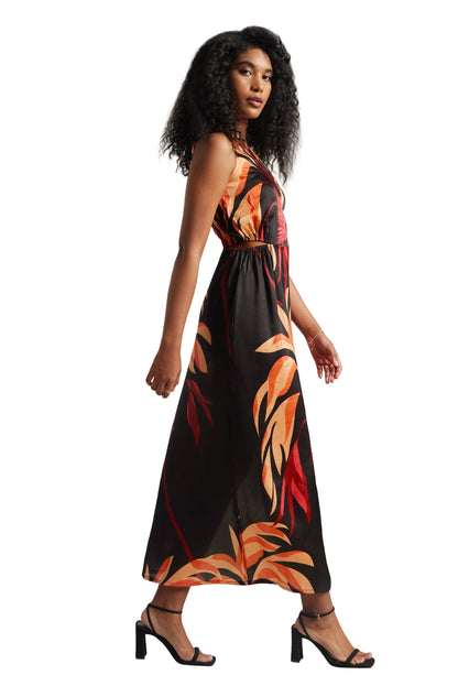 Zaccai Women's Black Satin Abstract Dress