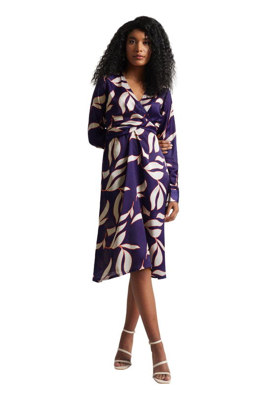 Zaccai Women's Purple Satin Abstract Dress