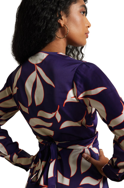 Zaccai Women's Purple Satin Abstract Dress