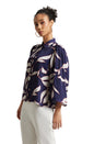 Zaccai Women's Purple Satin Abstract Top