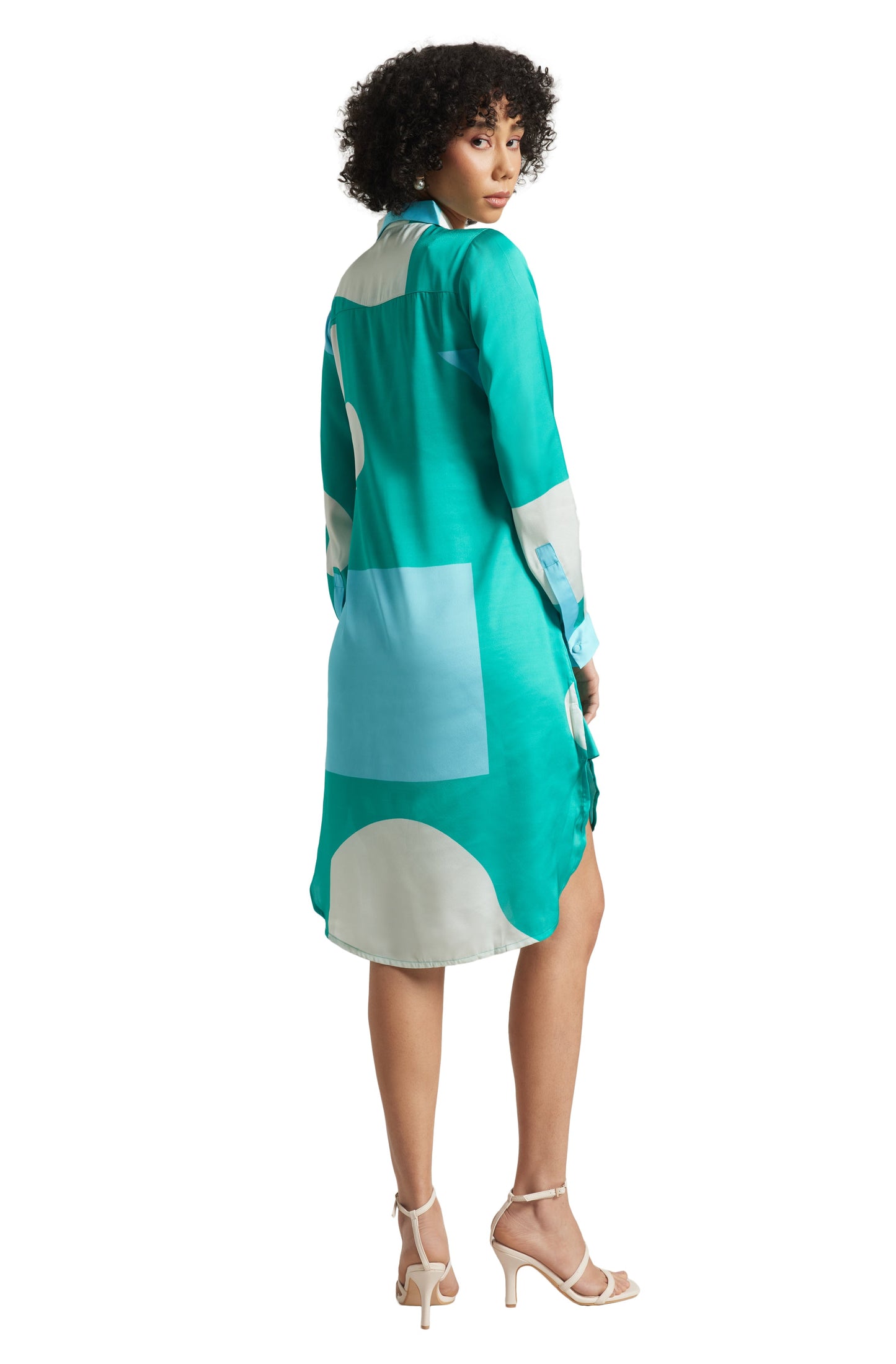 Zaccai Women's Mint Satin Abstract Dress