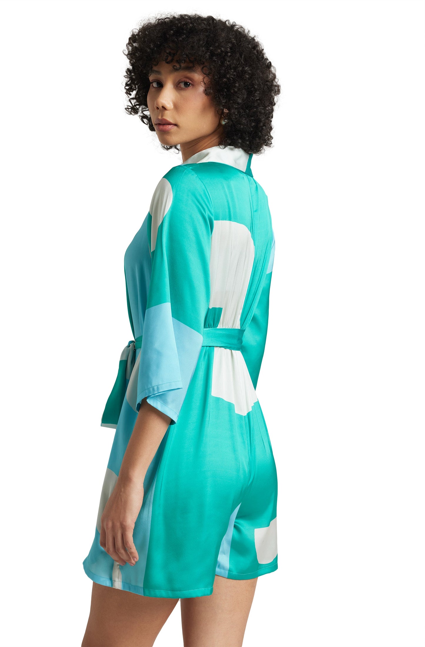 Zaccai Women's Mint Satin Colourblocked Jumpsuit