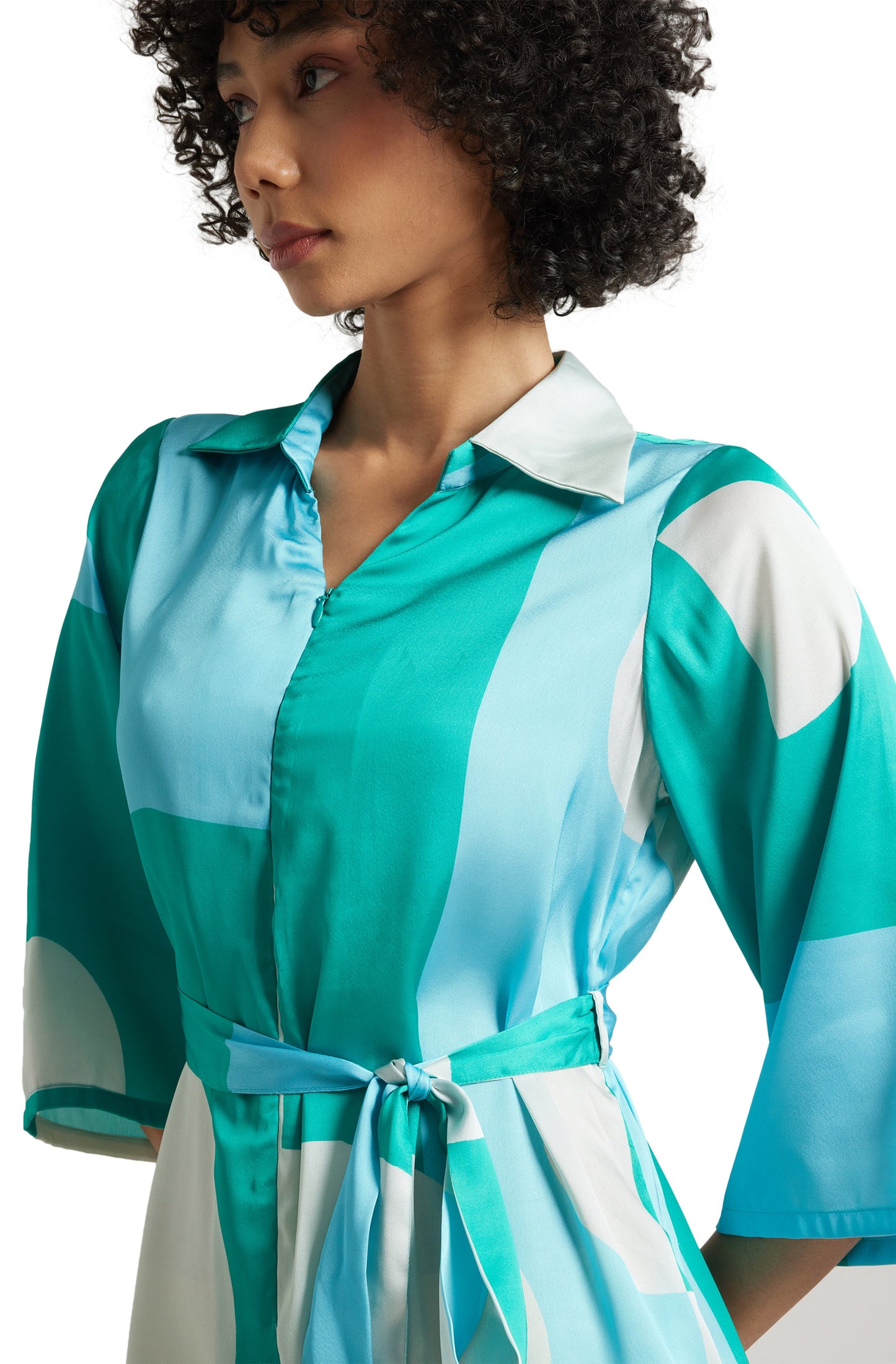 Zaccai Women's Mint Satin Colourblocked Jumpsuit