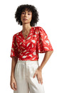 Zaccai Women's Red Satin Abstract Top