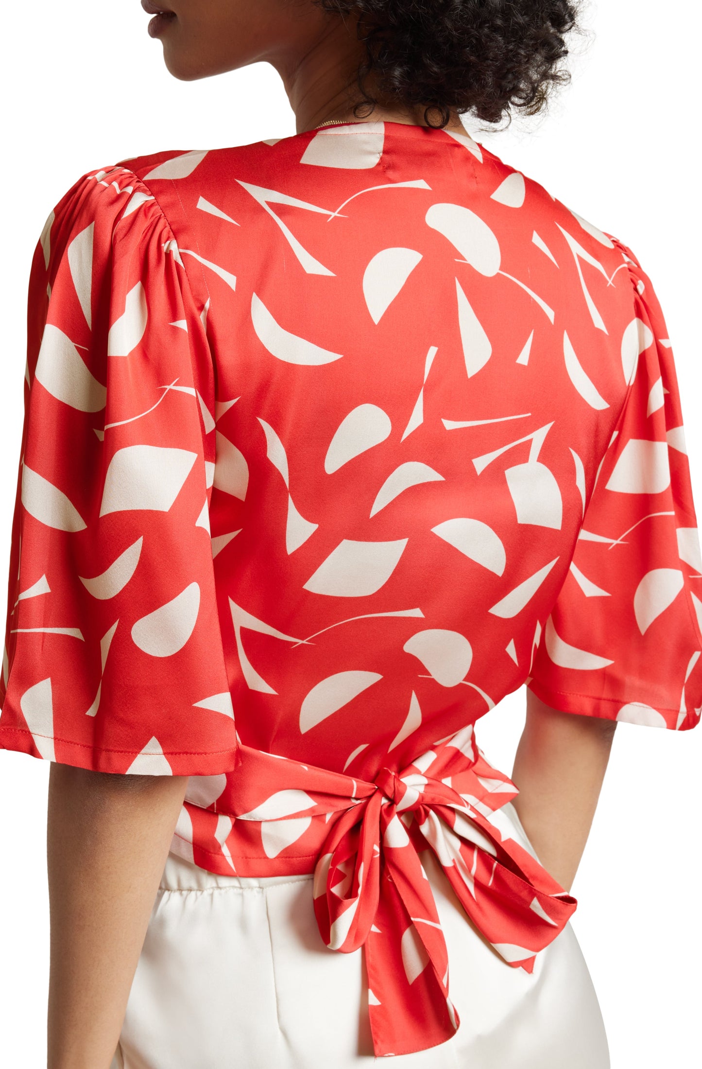 Zaccai Women's Red Satin Abstract Top