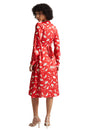 Zaccai Women's Red Satin Abstract Midi Dress